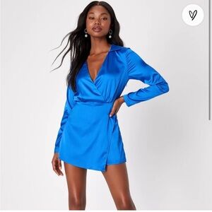 Lulus blue silk romper